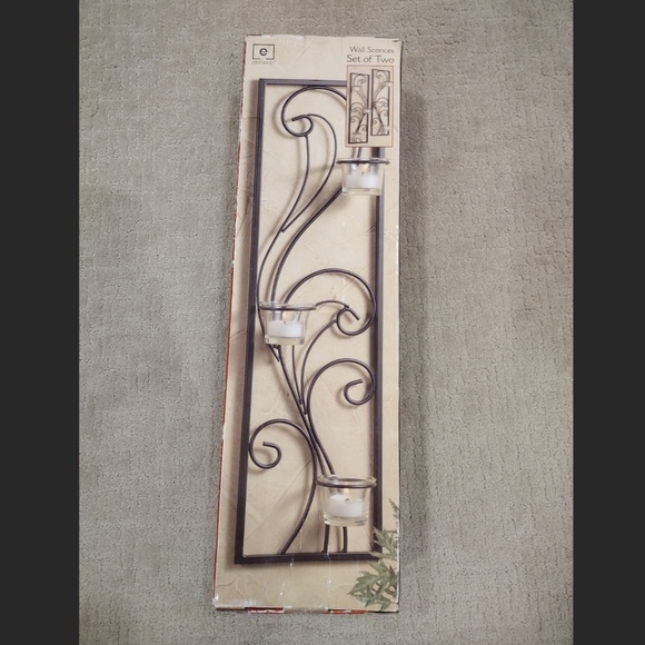 Elements 22" Black Metal Swirl Sconces with 3 Glass Tea Light Holders (Set of 2) - Picture 2 of 6